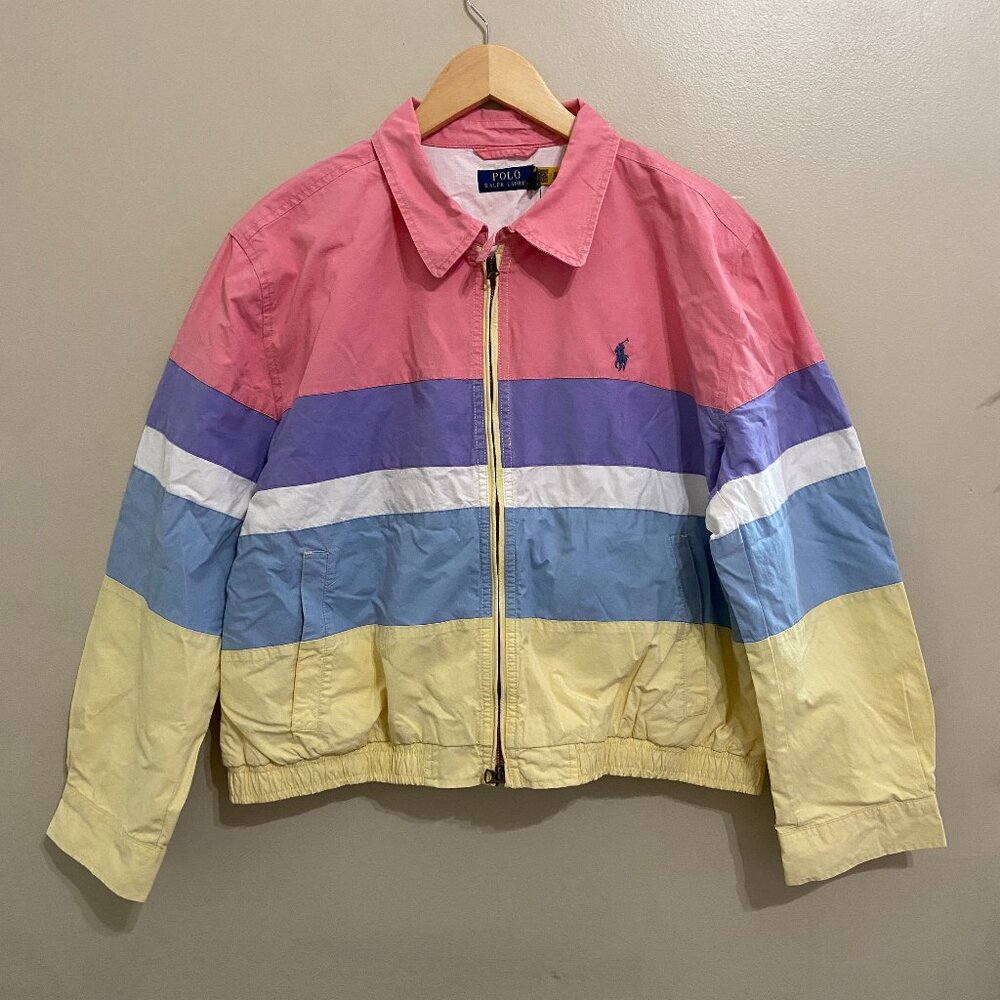 Polo Ralph Lauren Chore Work Jacket Poplin Pastel Colorblock Women Size XL $248